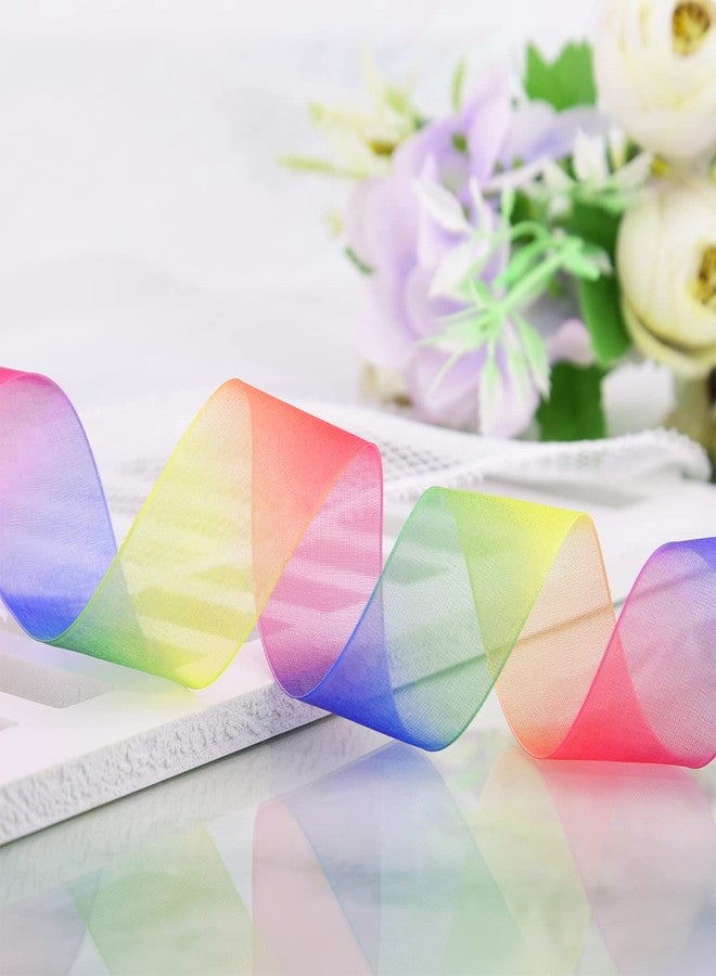 Hapeper Rainbow Sheer Organza Chiffon Ribbon for Gift Wrapping, Crafts, Party Decoration, 50 Yards (1 Inch) - Image 4